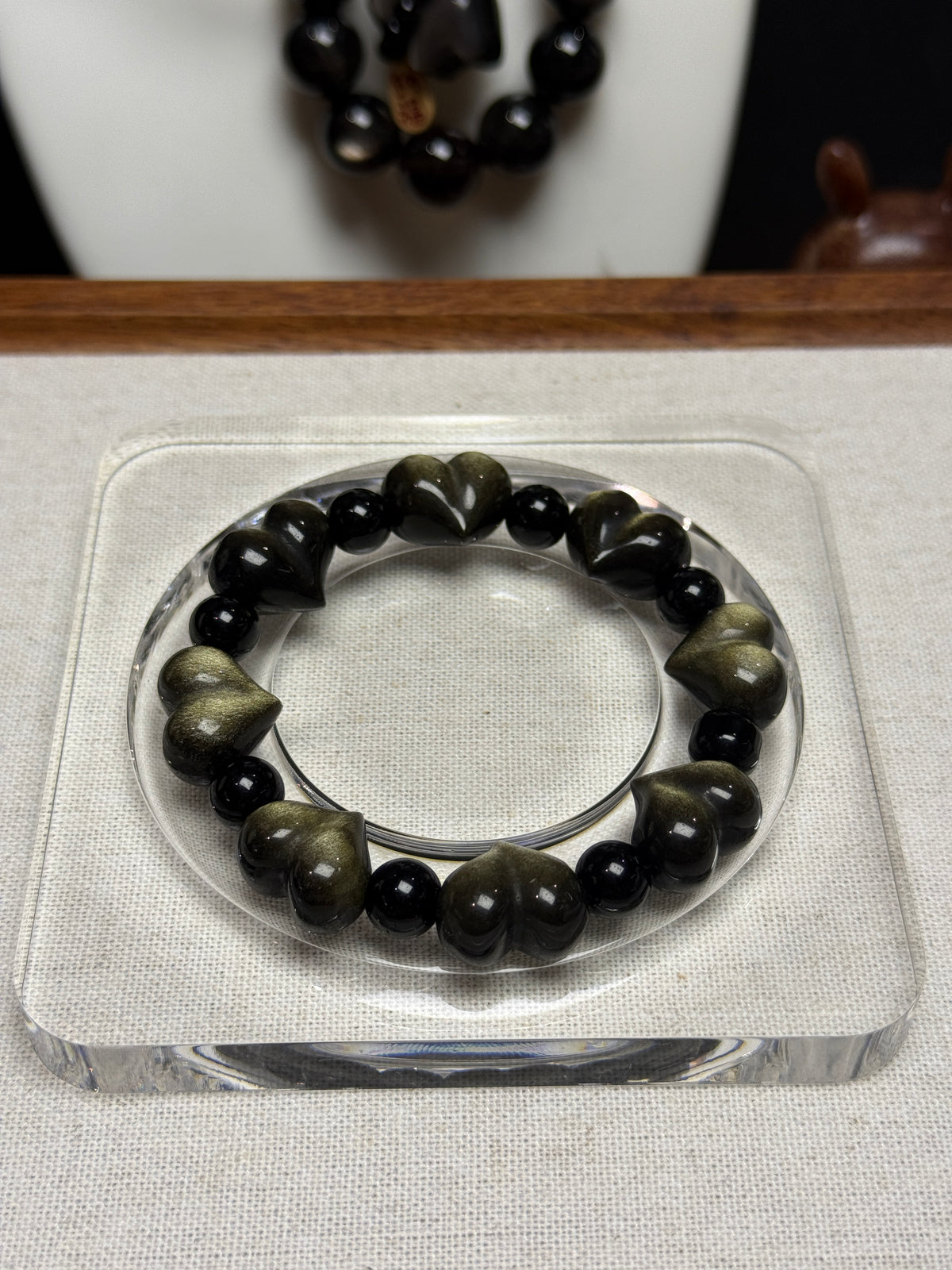 Heart-to-Heart Gold Obsidian Bracelet
